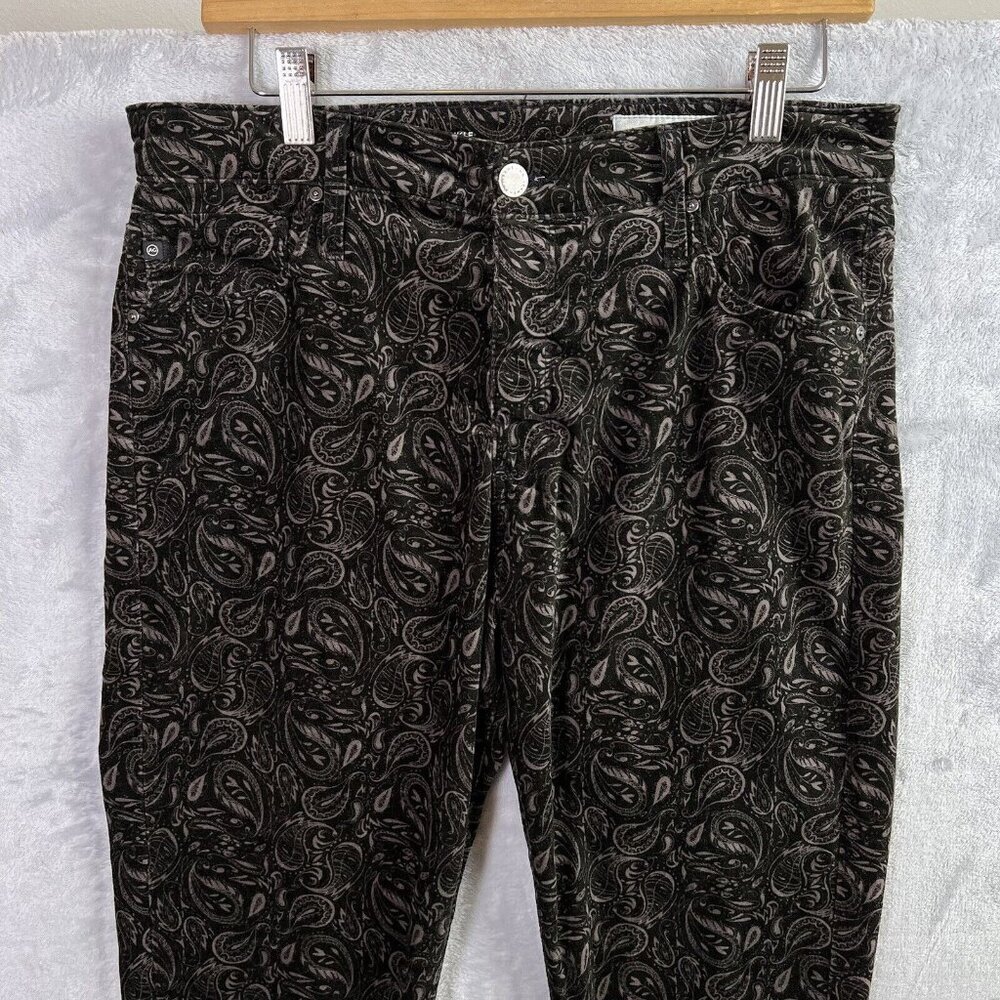 Anthropologie AG The High Rise‎ Stevie Ankle Pants 32R Paisley Print Velvet - Picture 3 of 15